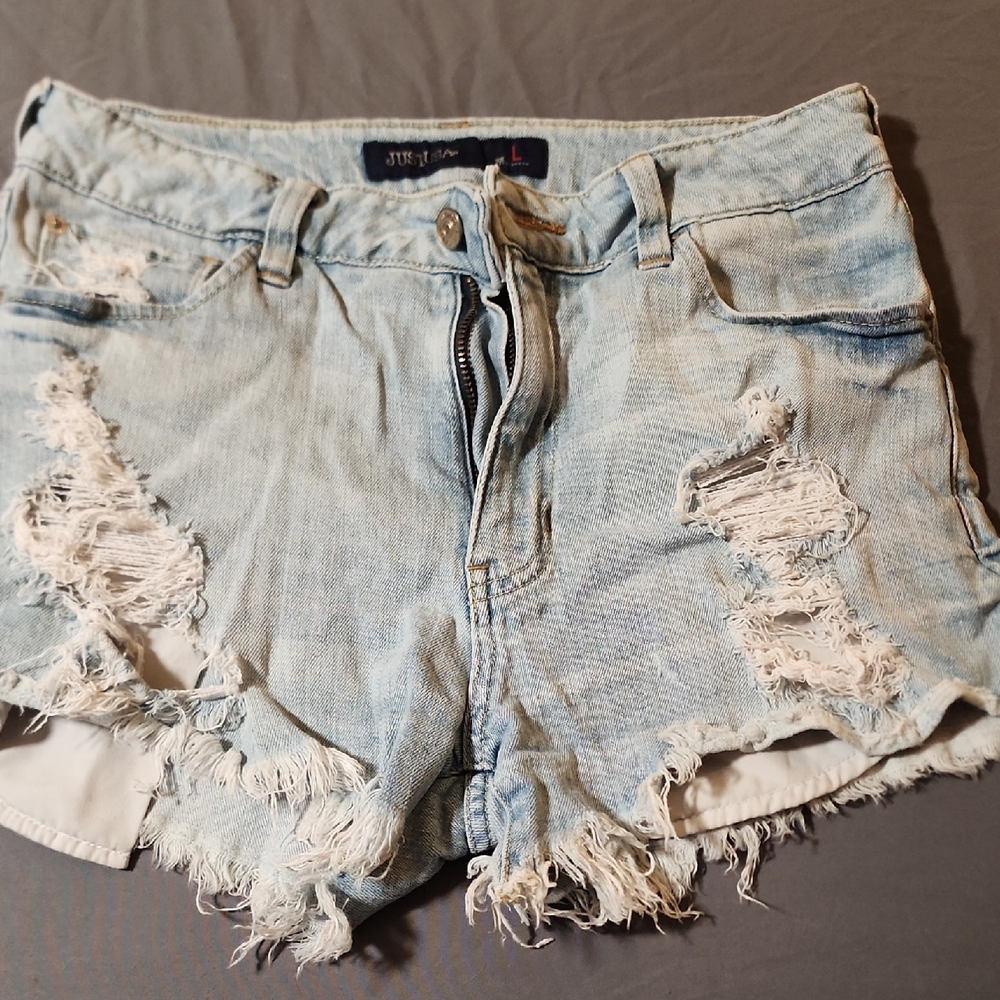 Just USA Blue Jean Shorts Distressed High-Waisted